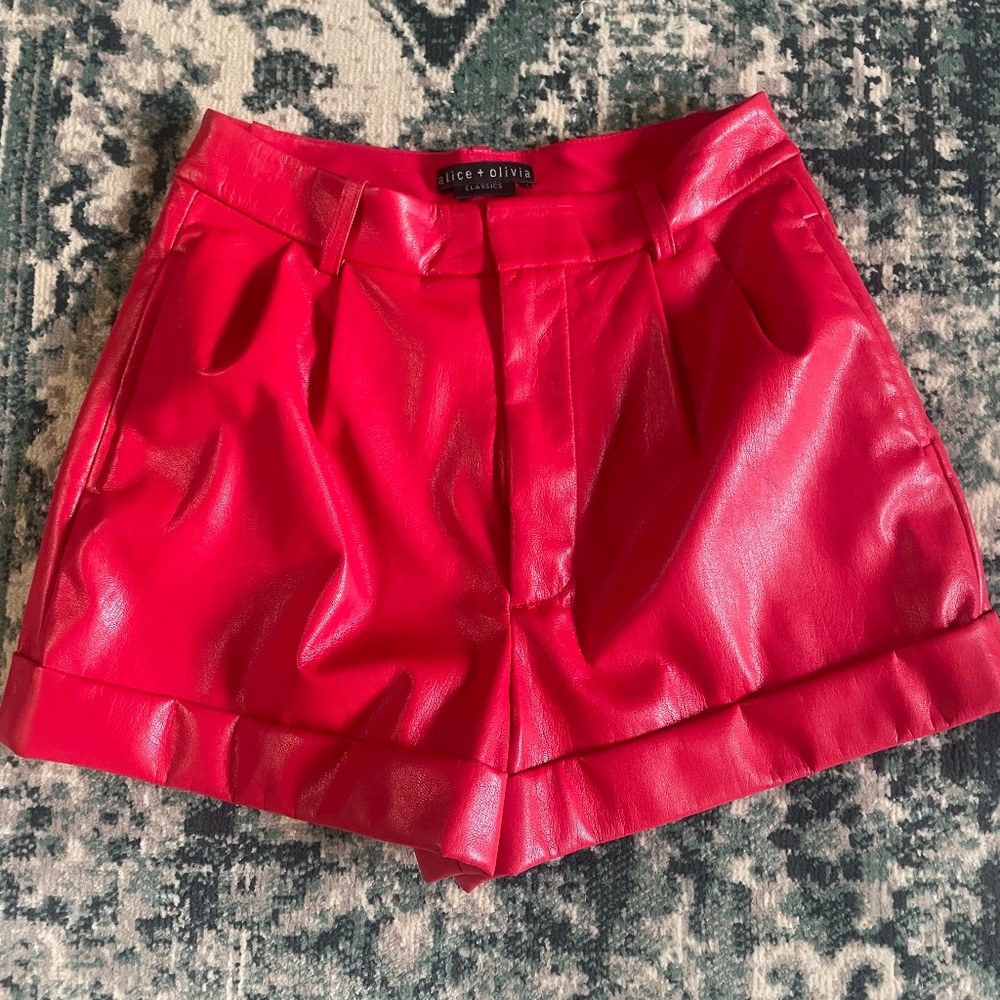 Alice and Olivia Conroy Vegan leather shorts